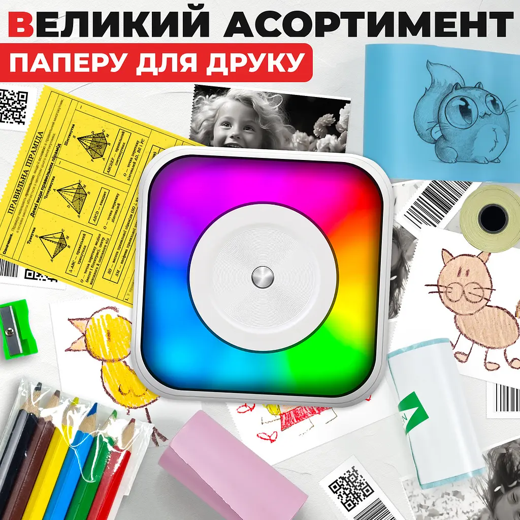 Портативний термальний принтер JETIX Mini Printer Student 2 з Bluetooth і нічником для термодруку без чорнила - фото 10