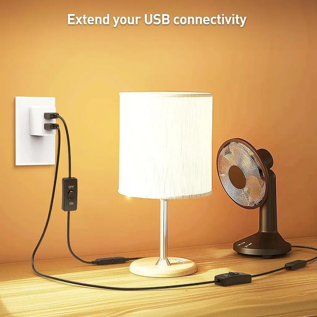 Кабель Matters 2 Pack USB On Off Switch – 1 фут, поддержка данных и питания, короткий удлинительный кабель USBA с ON Off, USB - фото 6
