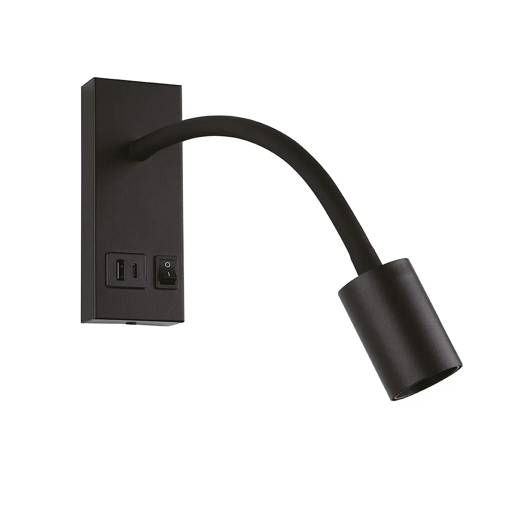 Світильник настінний Violux SNAKE USB+Type-C 5W 4200K 250Lm IP20 чорний ( 552101 ) - фото 3