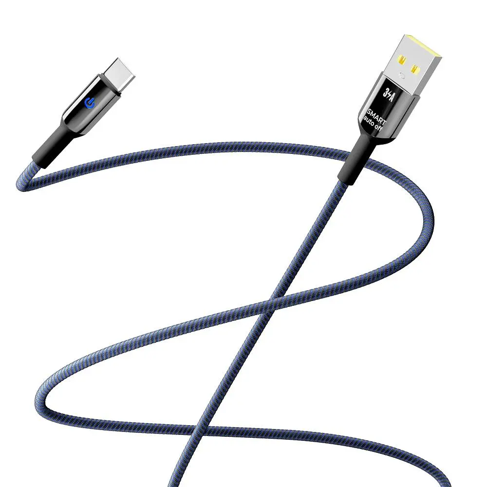 Кабель для заряджання та обміну даними USB Yoki YK-SM31 SMART Series USB/Type C 60W 3A/20V 2 м Чорно-Синій - фото 3