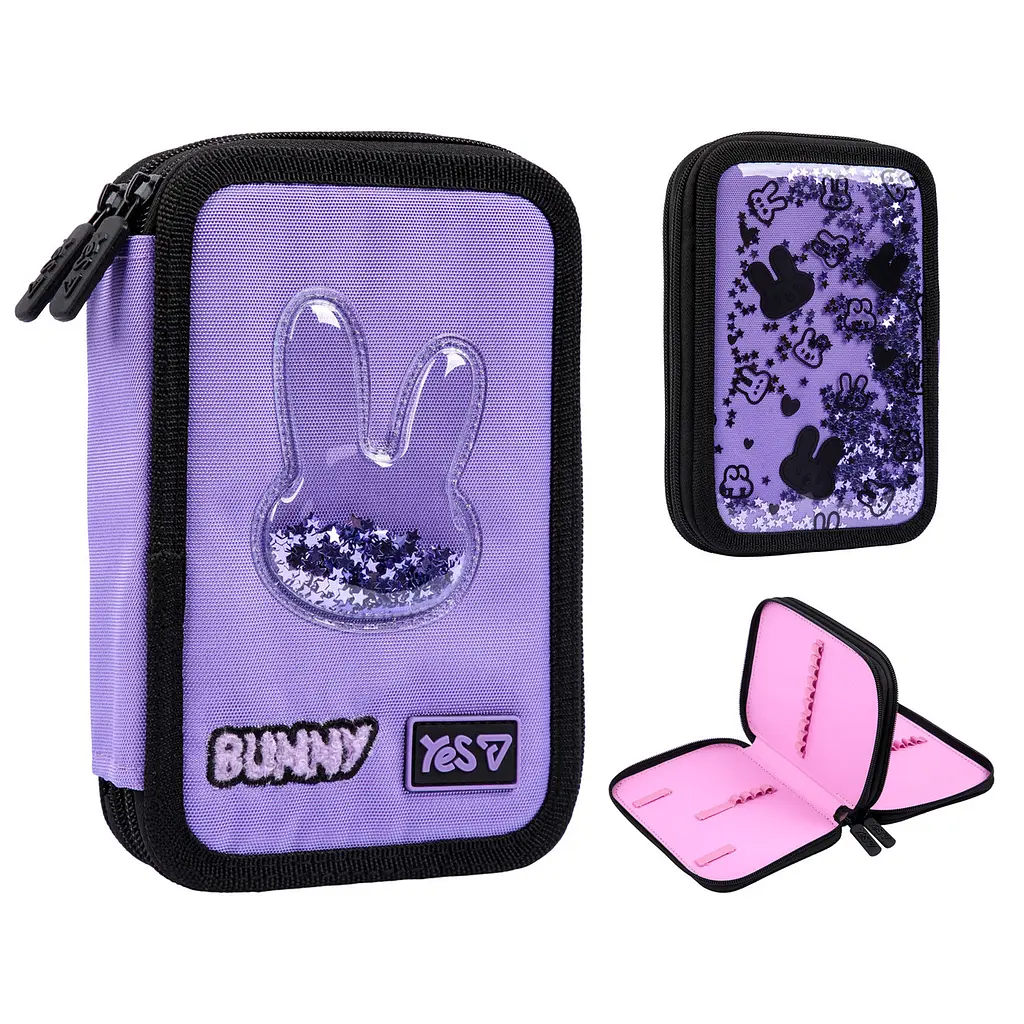 Пенал шкільний Yes подвійний Shiny Bunny HP-01