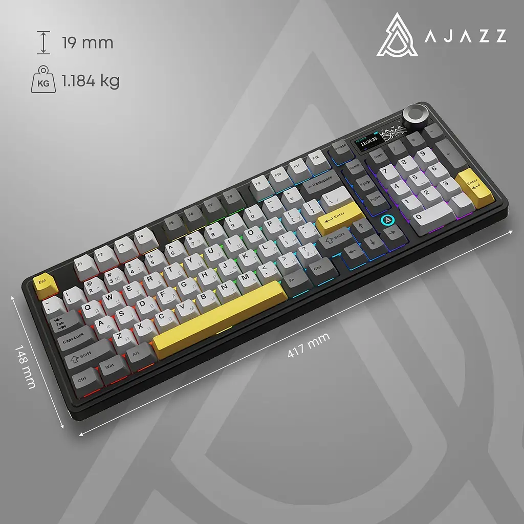Клавиатура Ajazz AK980 V2 Gift Switch V2 Black/Grey/Yellow (AK980-V2-G-BGY) [156884] - фото 17