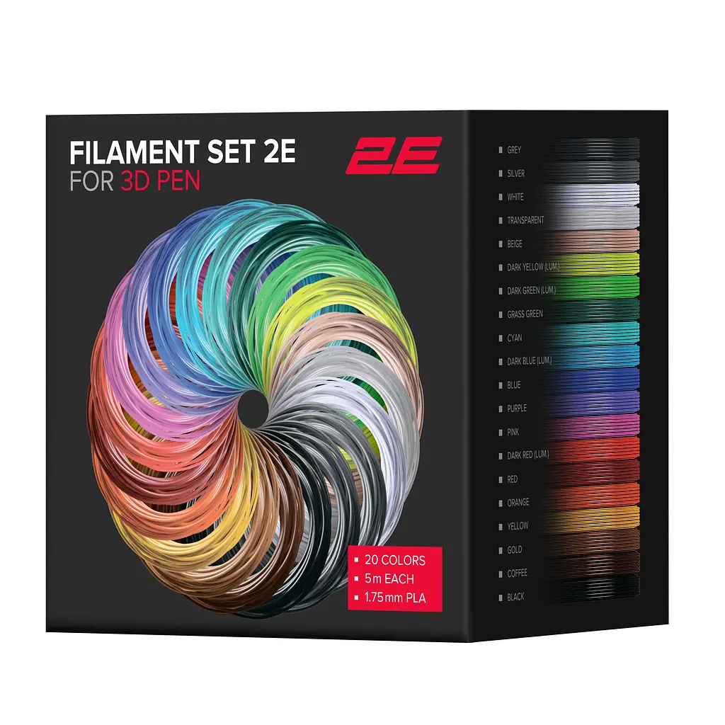 Картридж для 3D ручки PLA 1.75мм 20шт мікс 5м 2E teh0015795 - фото 4