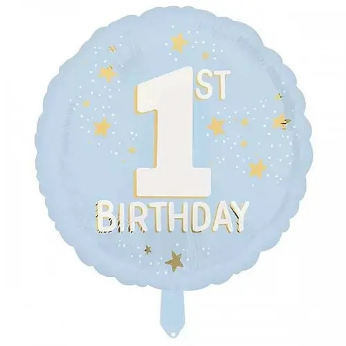 Кулька 18" (45см) Коло блакитне 1st Birthday (Китай) 0009-586