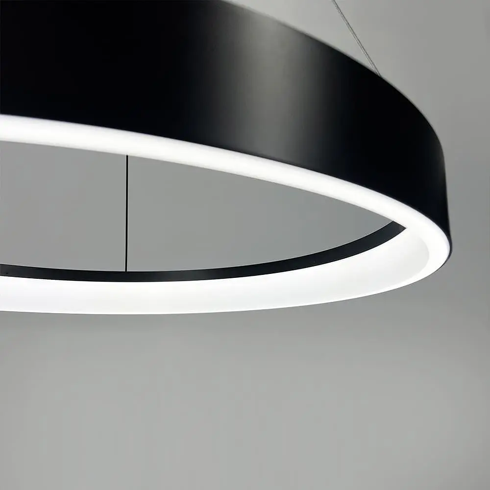 Подвесная кольцевая люстра в черном каркасе Ø 80 см Line F | Ст. MJ262-800 BK - фото 3