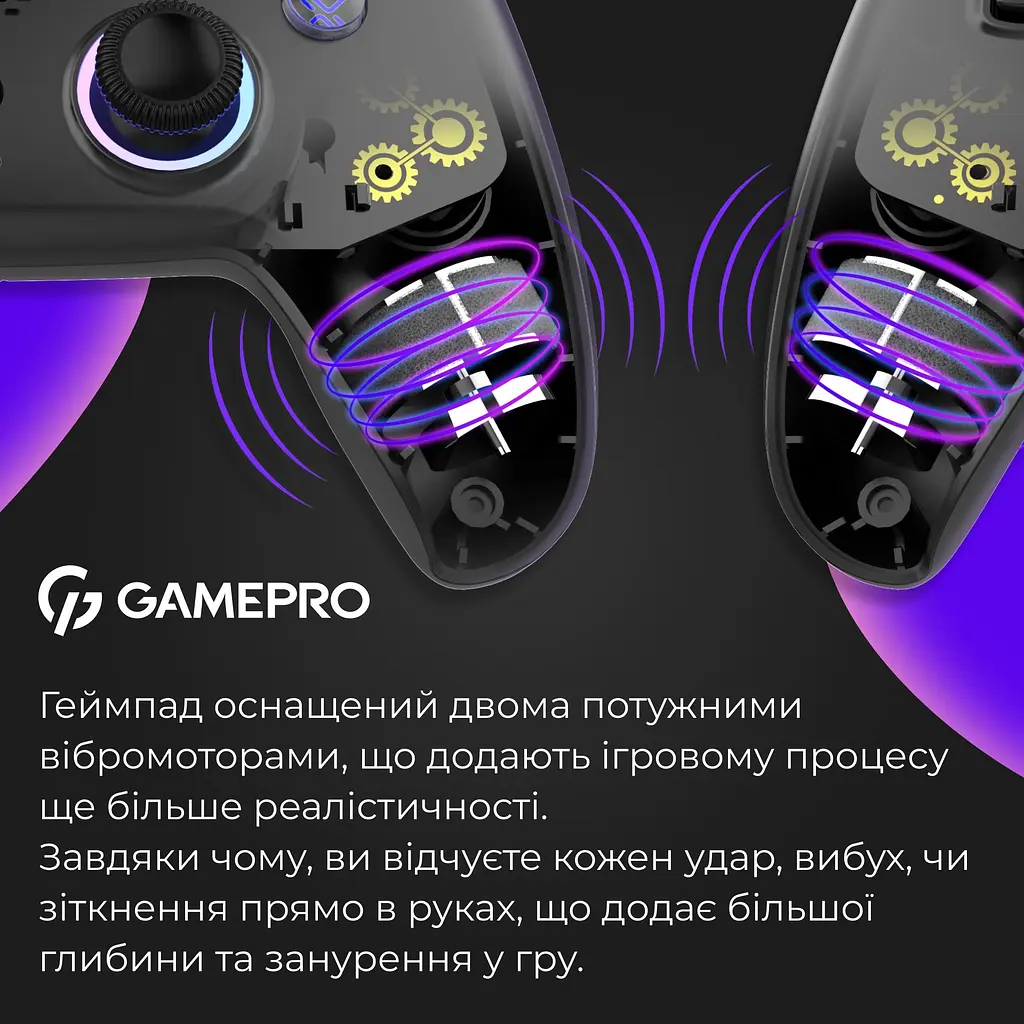 Геймпад GamePro GPS20BDOC 2.4G/BT 5.1/USB бездротовий із зарядною станцією Switch/PS/PC/iOS/Android RGB Black (GPS20BDOC) - фото 16