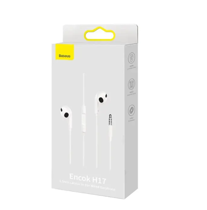 Навушники Baseus Encok 3.5mm lateral in-ear Wired Earphone H17 білі - фото 2