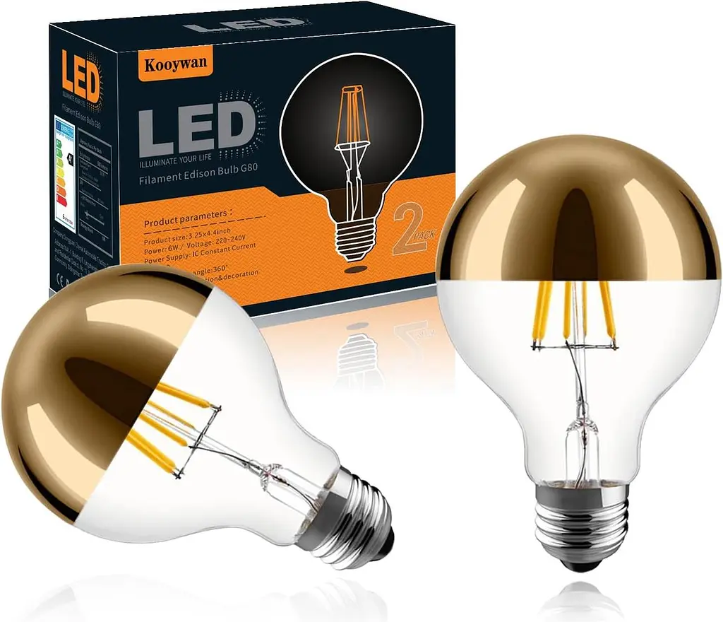 Набір декоративних LED ламп E27 G80 6W 2700K із золотим покриттям, 2 шт