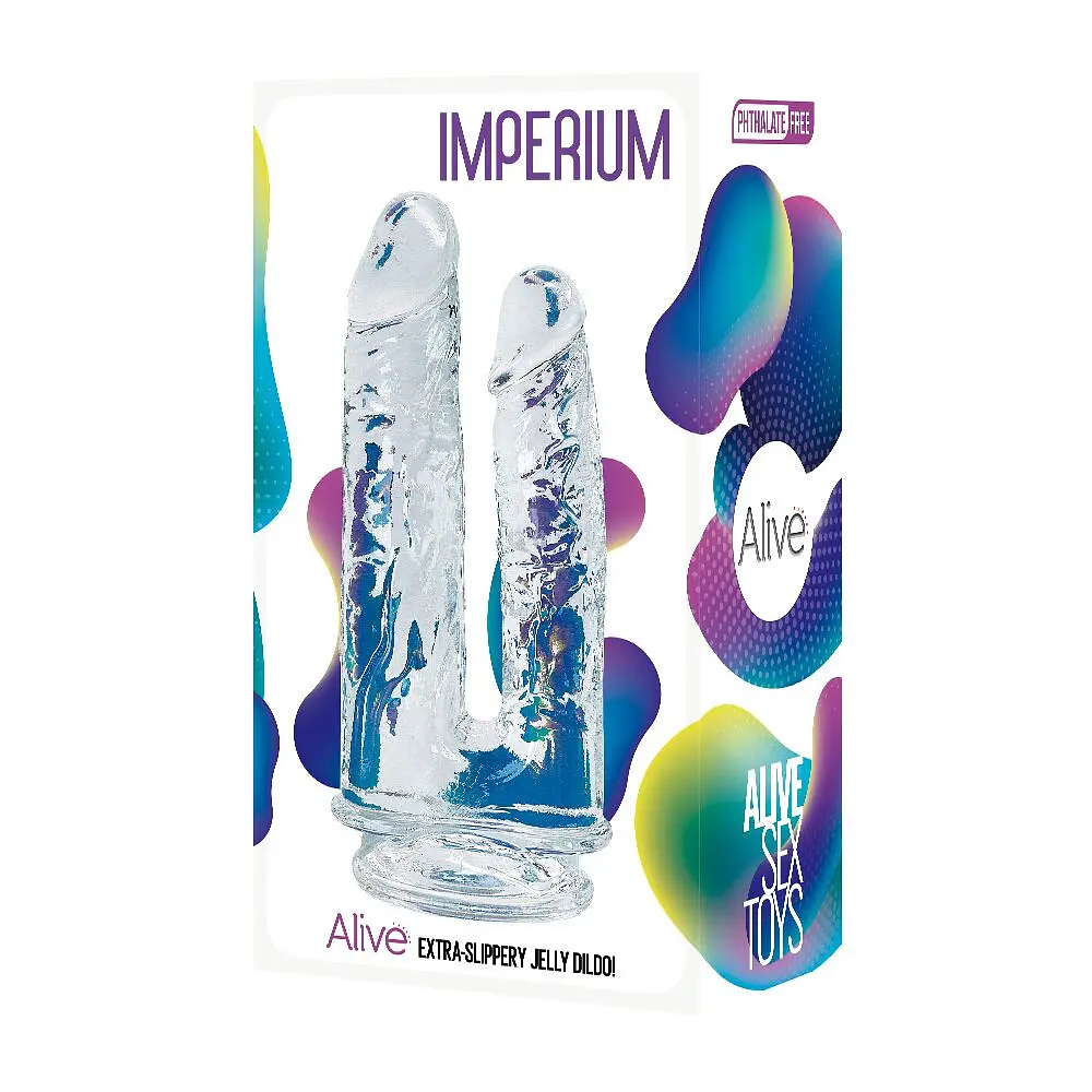 Прозорий фалоімітатор Alive Imperium Jelly Dildo для подвійного проникнення Alive SO6024 97516 - фото 2