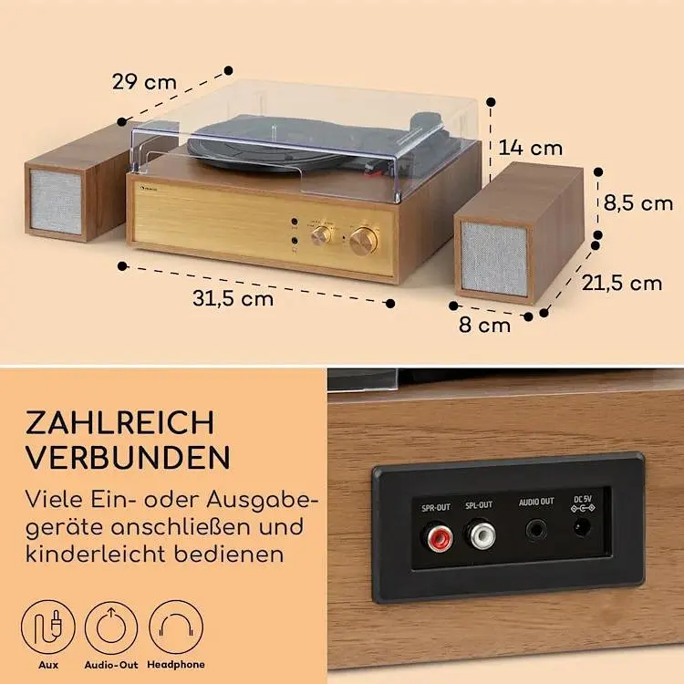 Стереосистема проигрыватель винила Auna Berklee TT Play (10040460) - фото 2