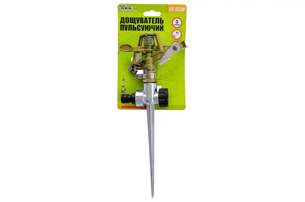 Дождеватель для полива пульсирующий Mastertool 92-9330 1/2" x 16 м металл PRO - фото 4