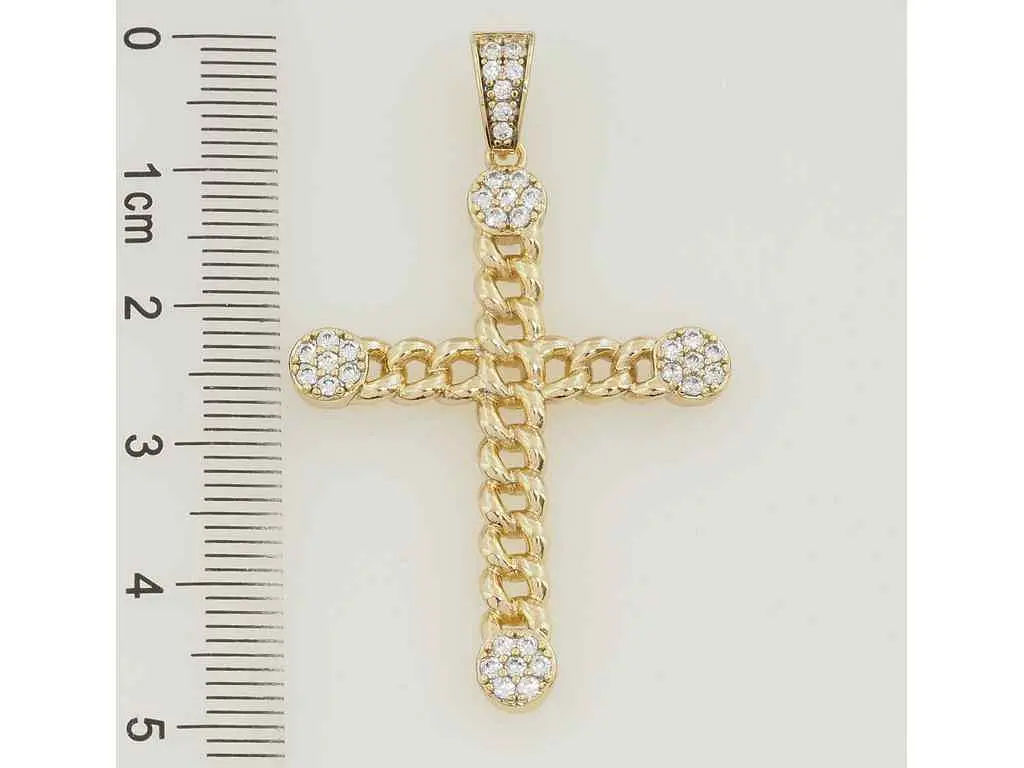 Кулон XUPING Позолота 14K "Хрест візерунок ланцюжок із цирконієм" для ланцюжка до 5мм (212411) - фото 2