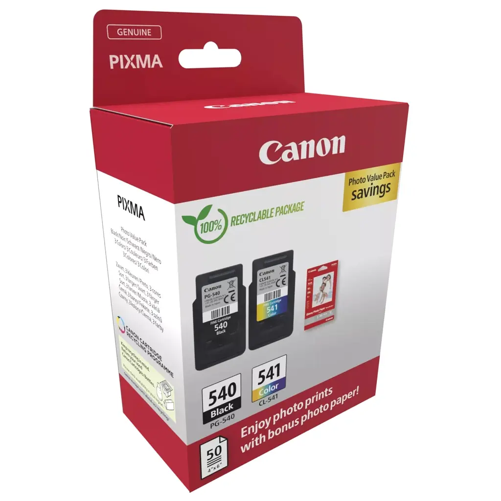 Картридж Canon PG-540 Multipack PG-540/CL-541 BK Color + GP-501 Glossy Paper (5225B013) - фото 2