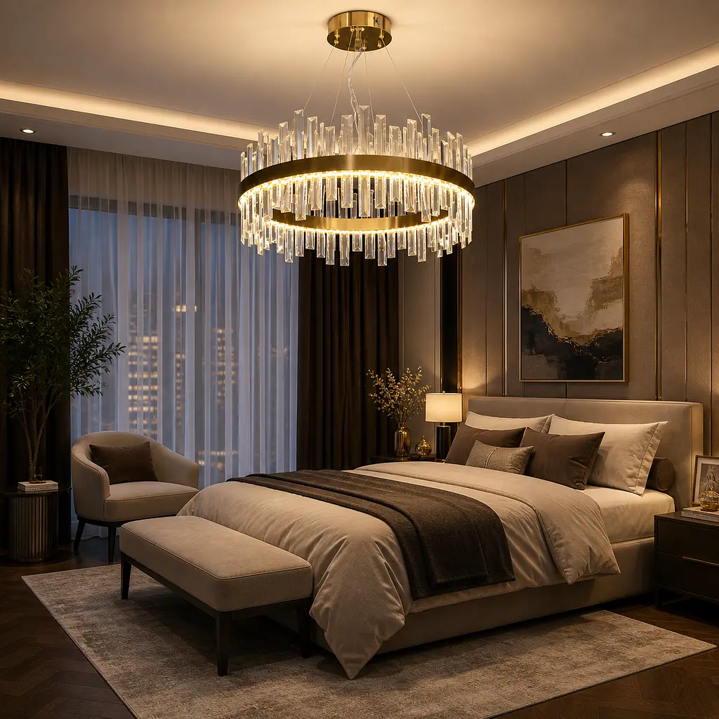 Підвісна LED-люстрацвіт латунь Diasha 836/600BR кришталева, 135 Вт, 58 см, 14-20m2 - фото 3