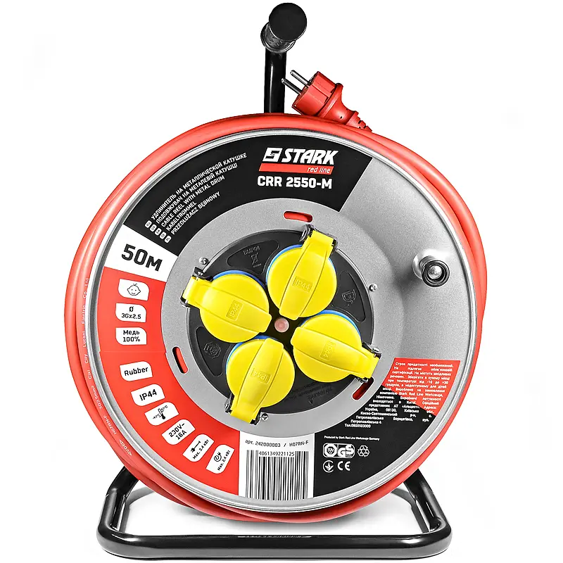 Удлинитель Stark CRR-2550-M резиновый кабель на металлической катушке H05RR-F 3Gx2.5 X 50 м (242000003) - фото 2