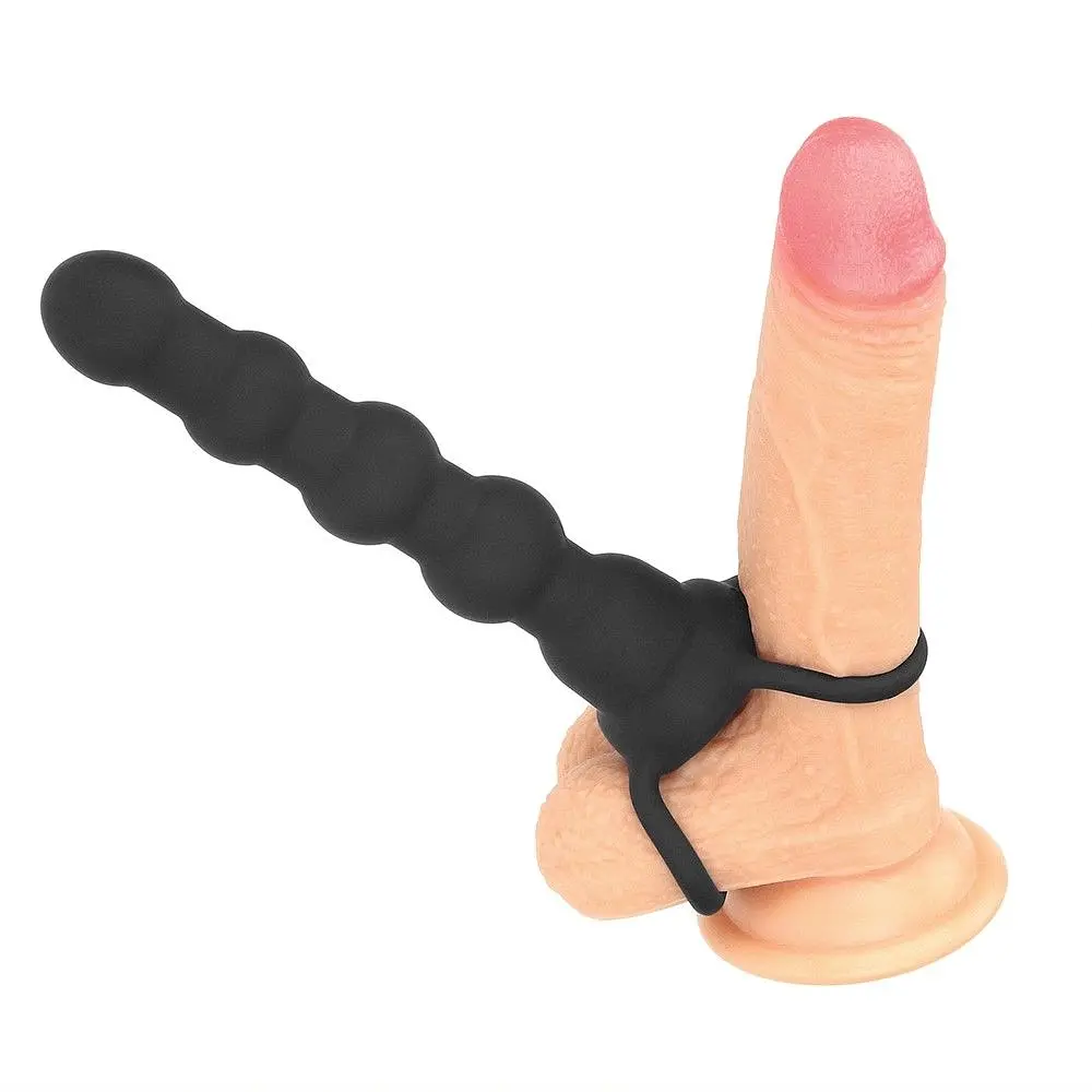 Насадка на пеніс для подвійного проникнення Rock Balled Double Prober, 13 см (чорний) - фото 7