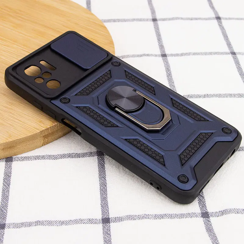 Ударостійкий чохол Camshield Serge Ring for Magnet для Xiaomi Redmi Note 10 / Note 10s / Poco M5s Синій, TPU+PC, Шторка на камеру - фото 4