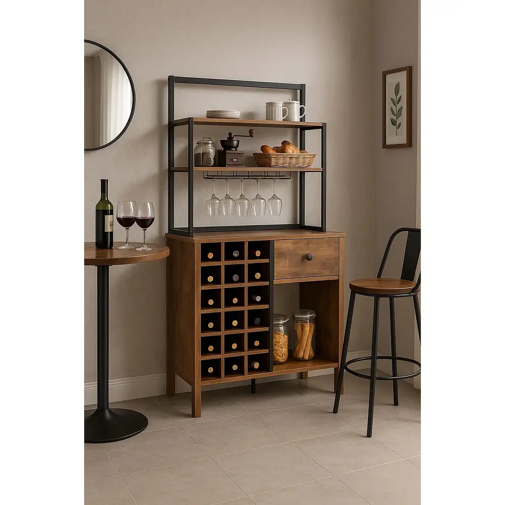 Стеллаж винный Costway Vinoteca кухонный шкаф в стиле Loft - фото 2