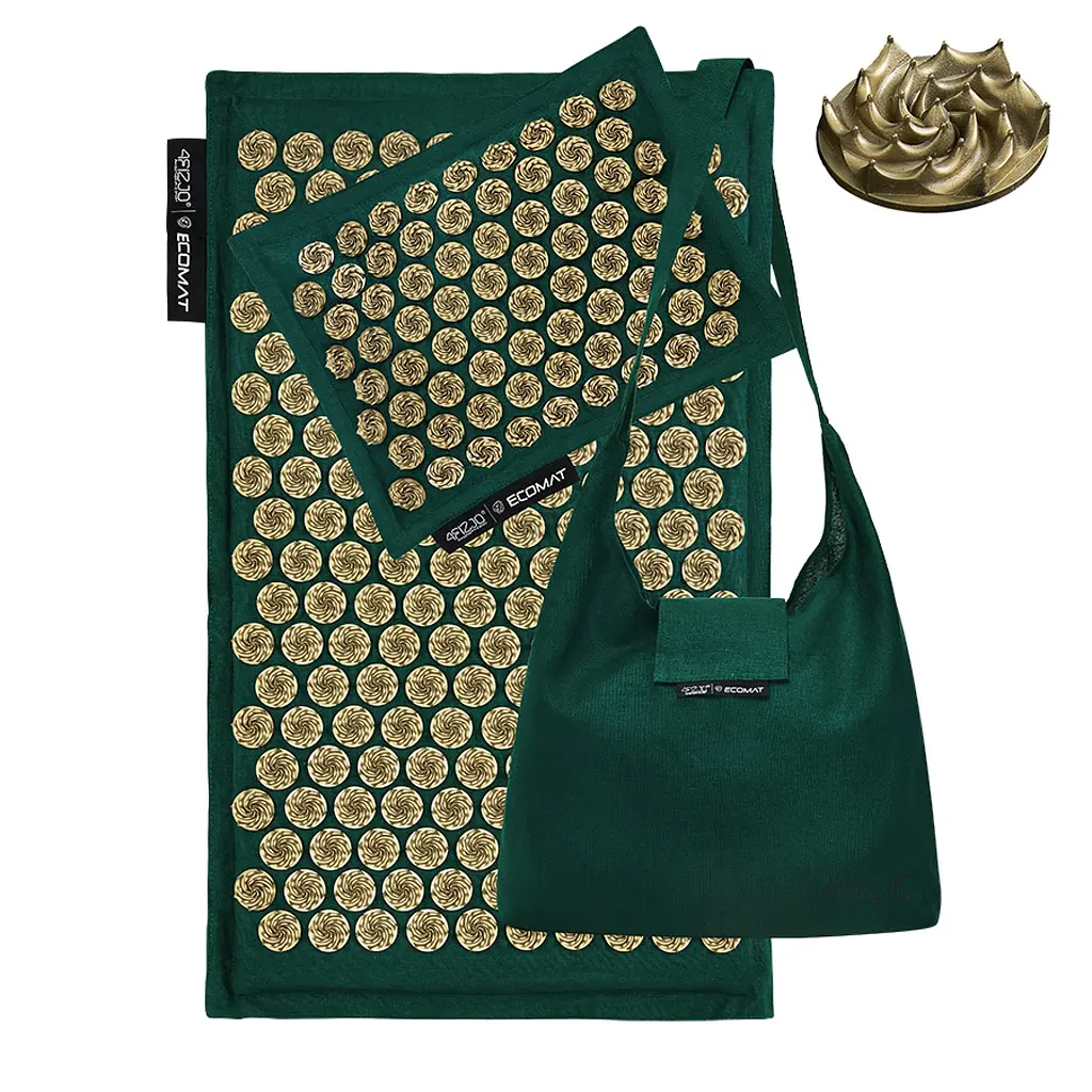 Килимок акупунктурний 4FIZJO Eco Mat Аплікатор Кузнєцова з подушкою 68 x 42 см Navy Green/Gold 4FJ0251 (P-5907739312891) - фото 2