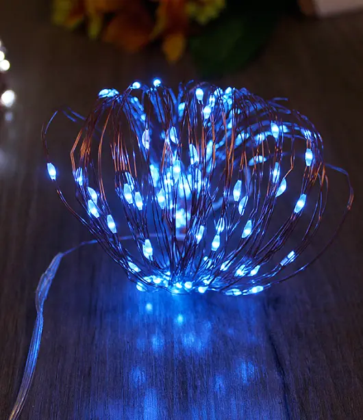 Гірлянда Роса Нитка 50 LED на батарейках 5 м Синій - фото 2