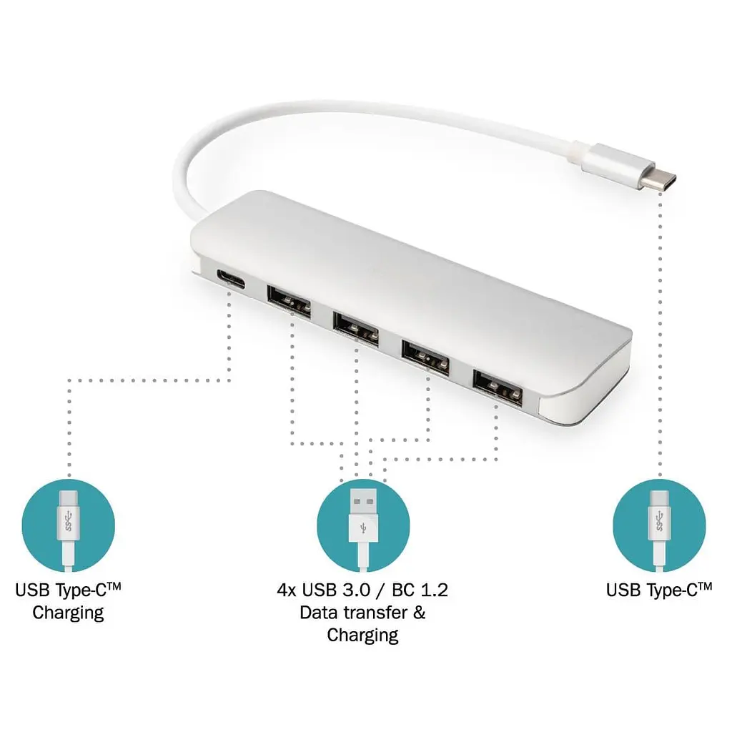 USB-Хаб Digitus USB-C 4xUSB-A/USB-C (DA-70242-1) - фото 7