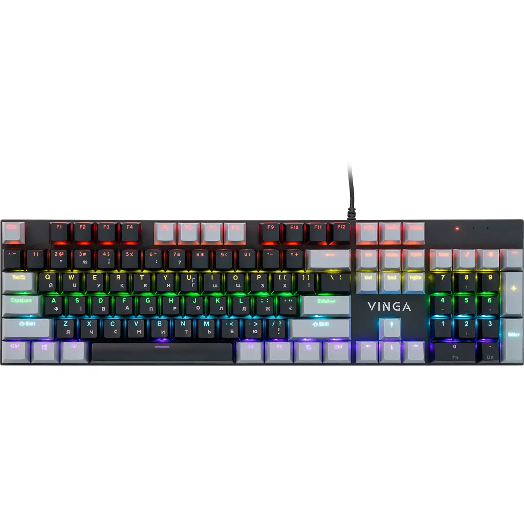 Клавіатура Vinga KBGM-090 LED Blue Switch USB Grey/Black (KBGM-090BL Grey/Black)