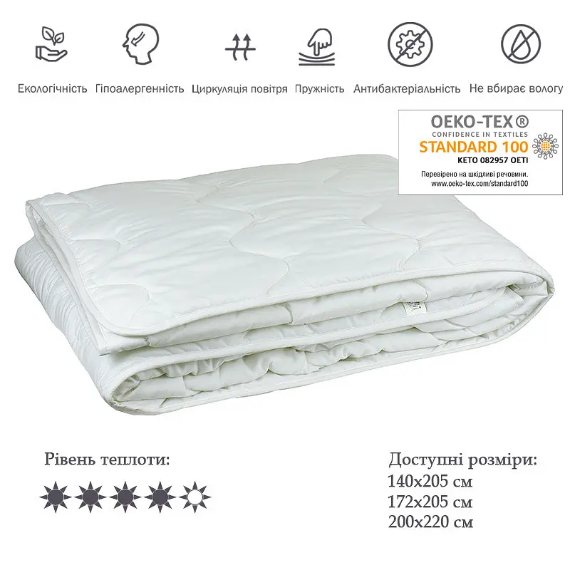 Одеяло Руно - Silicone теплое белое евро 200x220 см 300 гр/м2 (17335) - фото 2