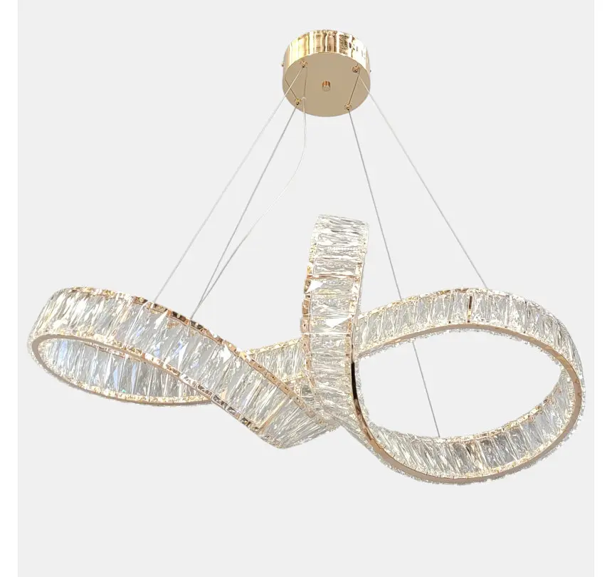 Золота дизайнерська кришталева LED люстра Artlight 549-800GD довжиною 80 см, 113W, 3 режими та пульт. - фото 4