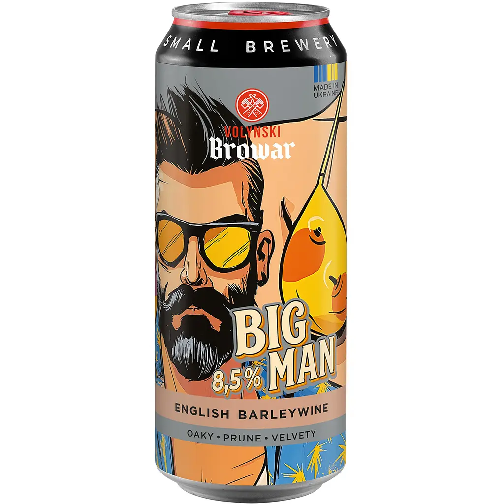 Пиво Big Man темне нефільтроване 8.5% 0.5 л з/б