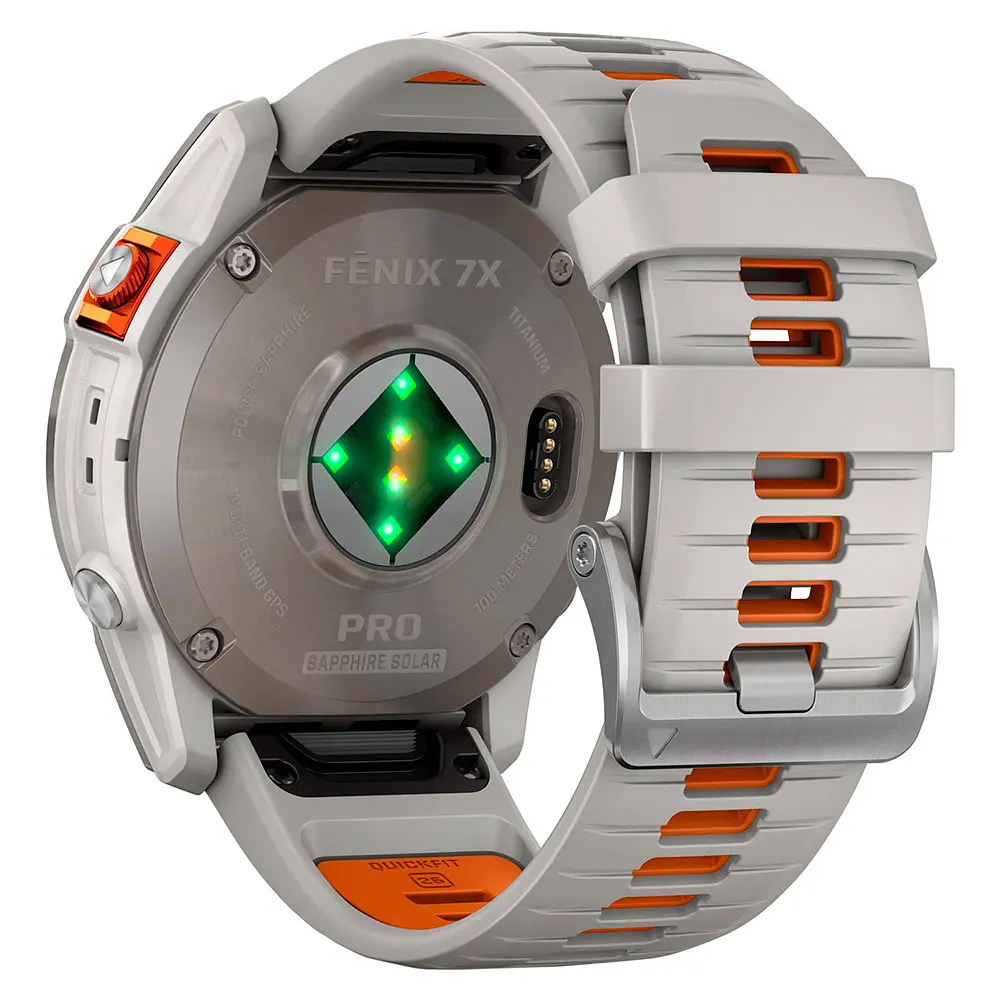 Garmin Fenix 7X Pro Sapphire Solar Titanium w. Fog Gray/Ember O. Band (010-02778-14/15) - фото 2