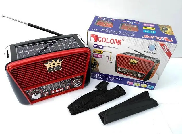 Радіоприймач Golon RX-455S акумуляторне радіо Solar USB Червоний - фото 5