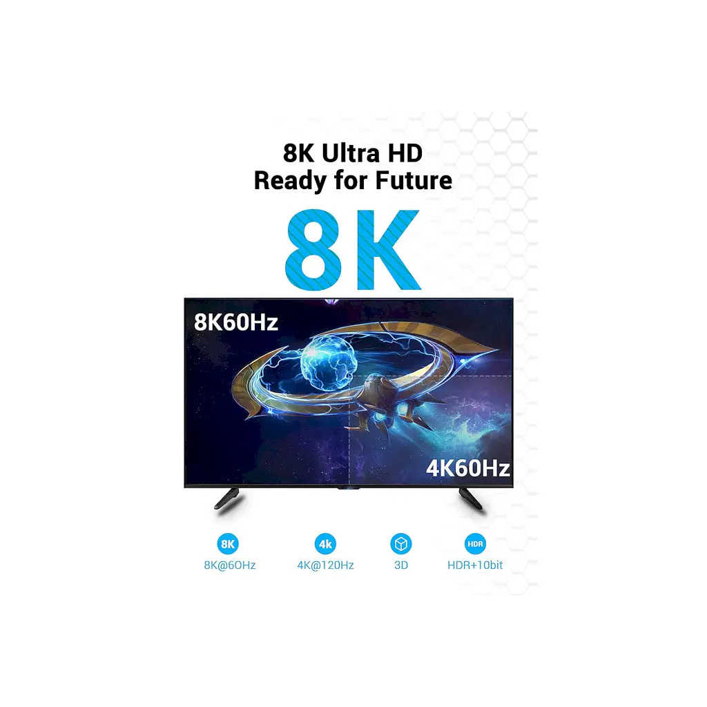 Кабель мультимедійний HDMI M to HDMI M 2.0m V2.1 8K60Hz Vention (AANBH) - фото 4