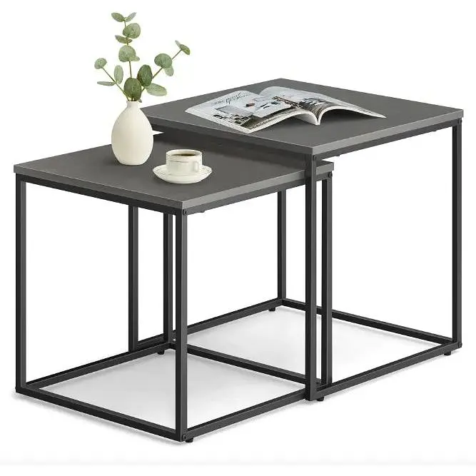 Комплект журнальних столиків Leobert Nika квадратний 50х50 50.5 см, 45х45х45.5 см графітовий - фото 2