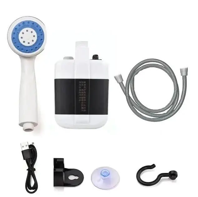 Душ портативний з помпою Travel shower кемпінговий акумуляторний зарядка USB 2200 mAh Білий  - фото 5