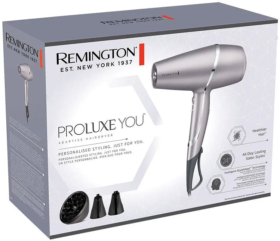 Фен ProLuxe You Adaptive, 2400Вт, 3 режими, дифузор, іоніз-я, хол. обдув, турбо режим, сір Remington teh0017466 - фото 9