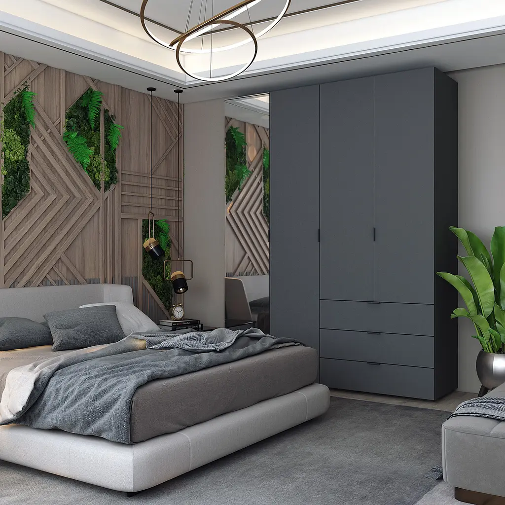 Шафа для одягу Doros Гелар Графіт 3ДСП/Дзеркало 155х49.5х203.4 (42002158) - фото 2