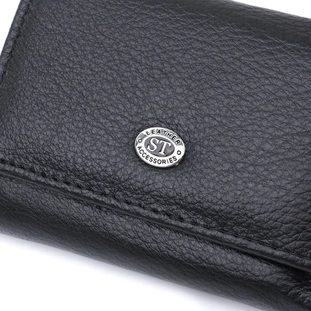 Невелике жіноче портмоне з монетницею з натуральної шкіри ST Leather 22730 чорне - фото 9