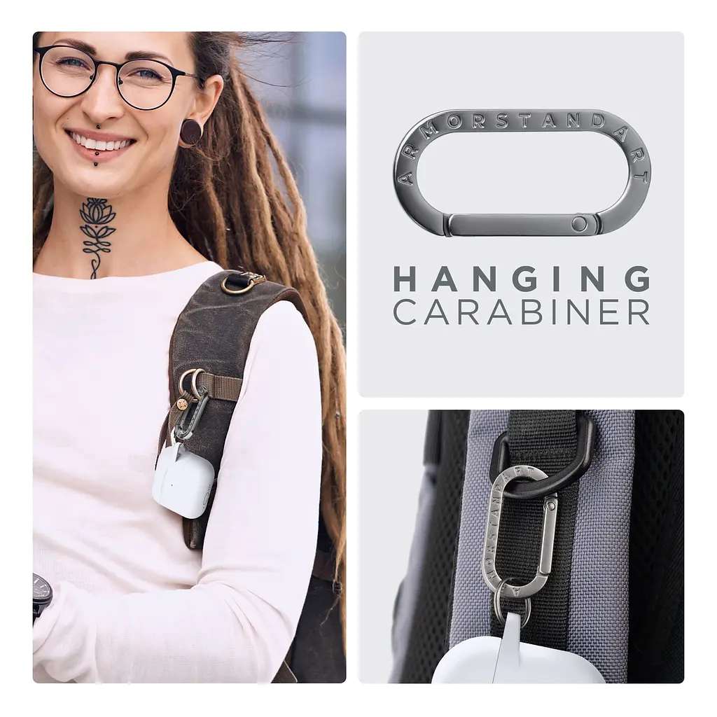 Силіконовий чохол для навушників Apple AirPods 4, Hang Case, білий, ультратонкий захисний кейс товщиною 2 мм, захист від подряпин, пилу та ударів, компактний, з карабіном для кріплення, ArmorStandart (ARM81295) - фото 6