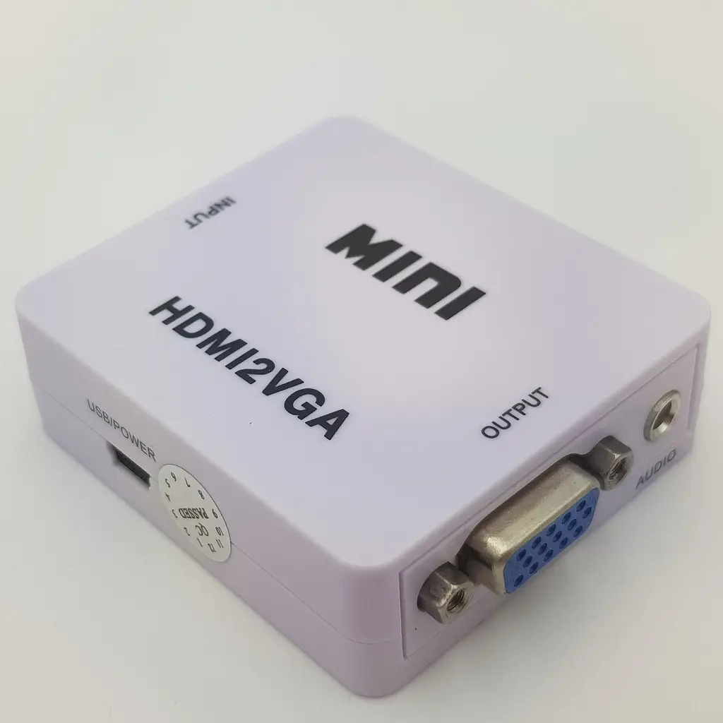 Конвертер адаптер з HDMI в VGA перехідник перетворювач із зовнішнім живленням для Т2 аналого-цифрове перетворення 1080P відео та аудіо UKC білий - фото 5