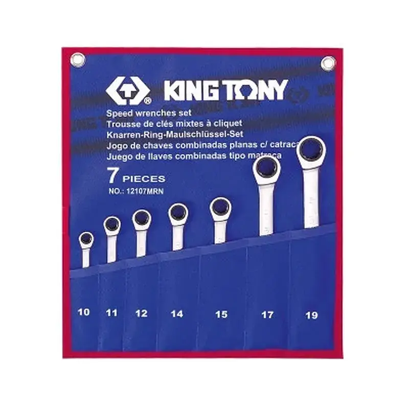 Набір комбінованих ключів KING TONY з тріскачкою 10-19 мм 7 шт 12107MRN