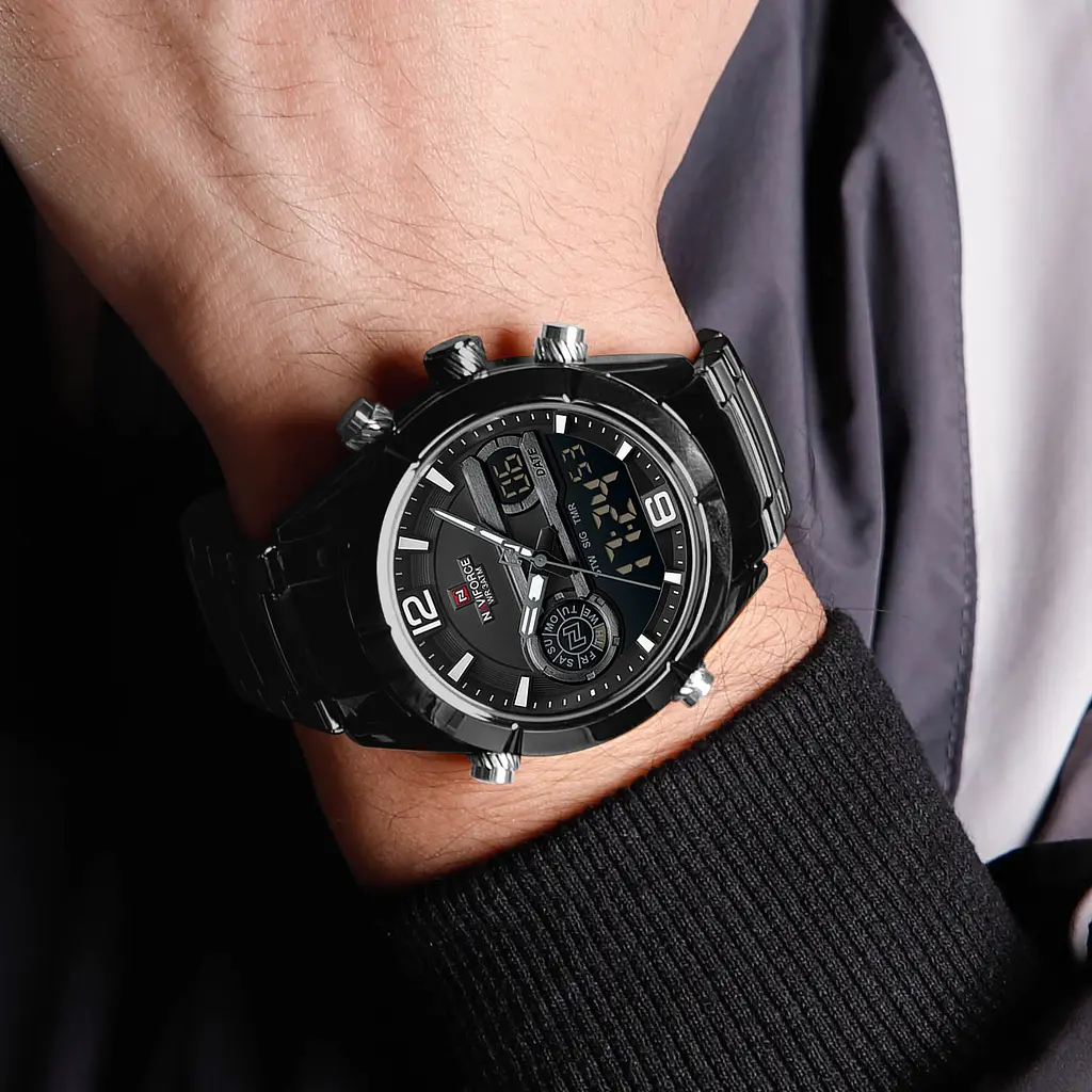 Наручний годинник чоловічий NaviForce Aviator Чорний (3531) - фото 3