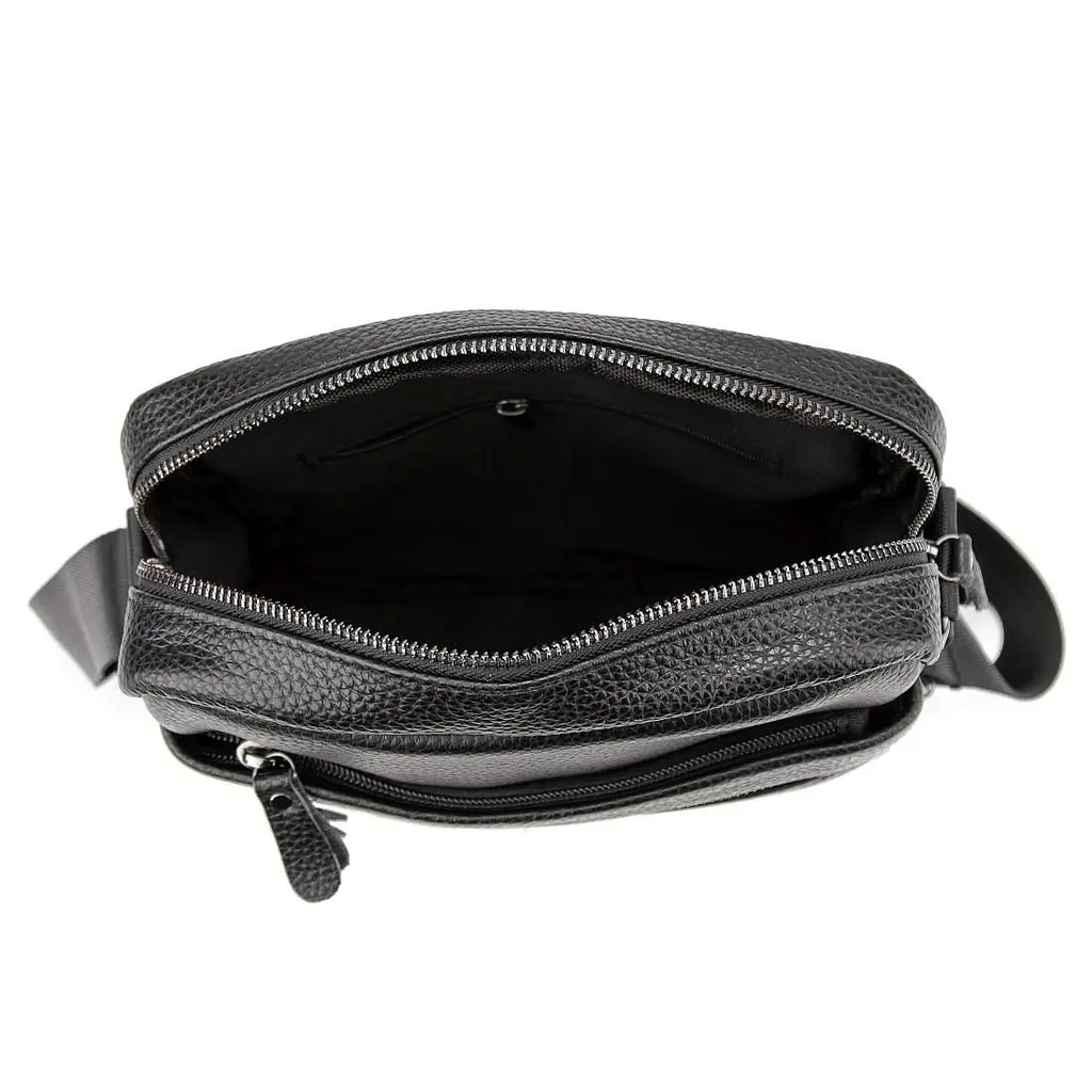 Шкіряний маленький чоловічий месенджер чорний Tiding Bag M56-0187A - фото 2