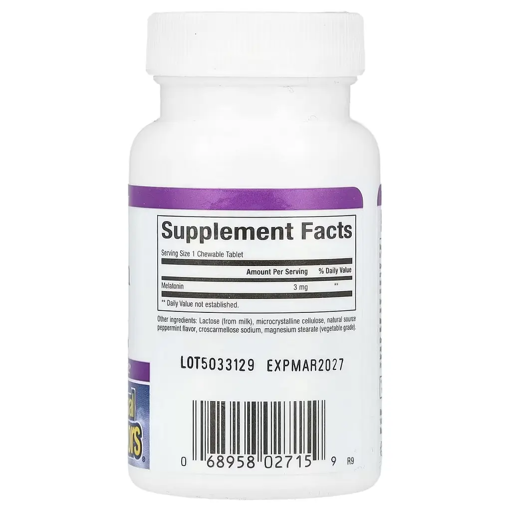Мелатонін Natural Factors Stress Relax Melatonin 3 мг 90 жувальних таблеток - фото 2