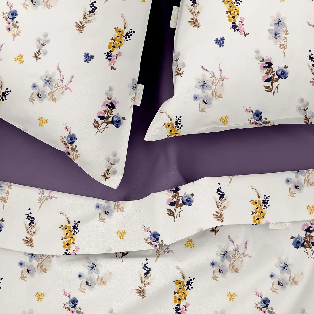 Комплект постільної білизни Cosas євро з простирадлом на резинці SUMMER GARDEN CS1 200 x 220 см (FlowersBavovna_El160-95Aurora_200) - фото 3