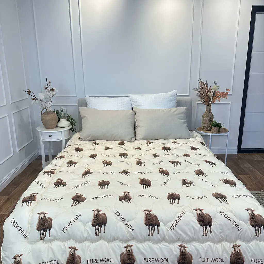 Ковдра євро з овечої вовни Arda Pure wool 21435 195х215 см бежева - фото 4