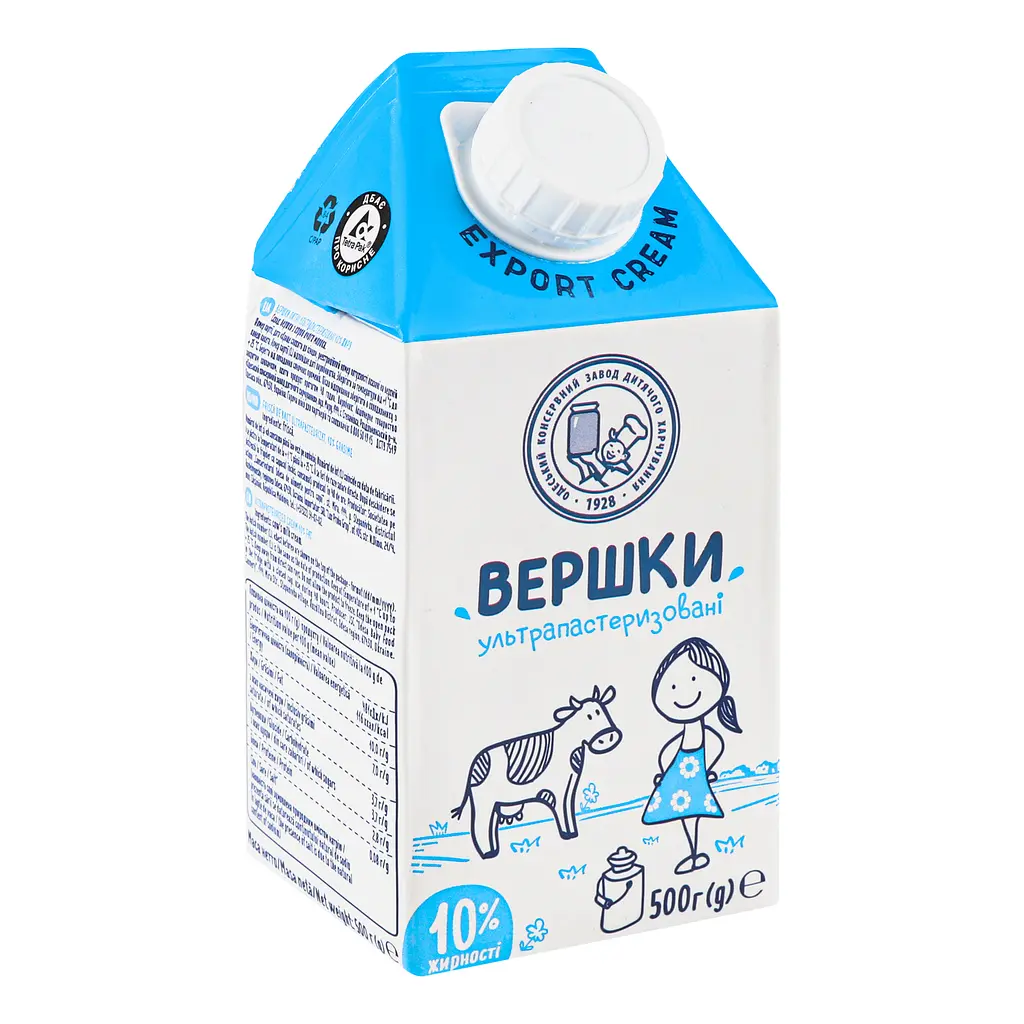 Упаковка вершків ОКЗДХ ультрапастеризовані 10% жиру 6 кг (500 г х 12 шт.) - фото 6