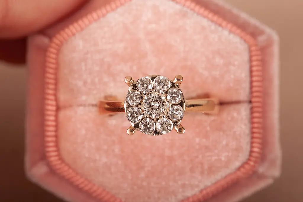 Каблучка з червоного і білого золота з діамантами 18 K-0300 - фото 5