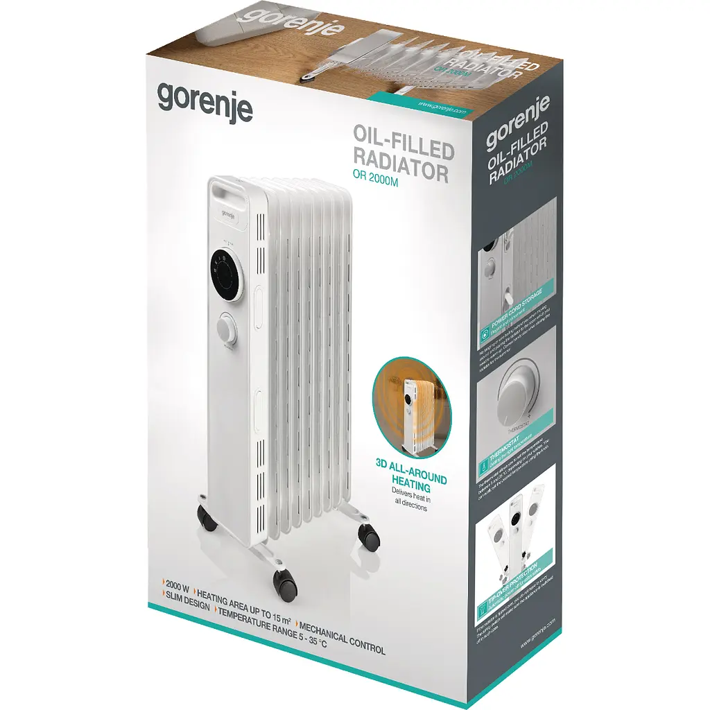 Масляний обігрівач Gorenje OR2000M - фото 5