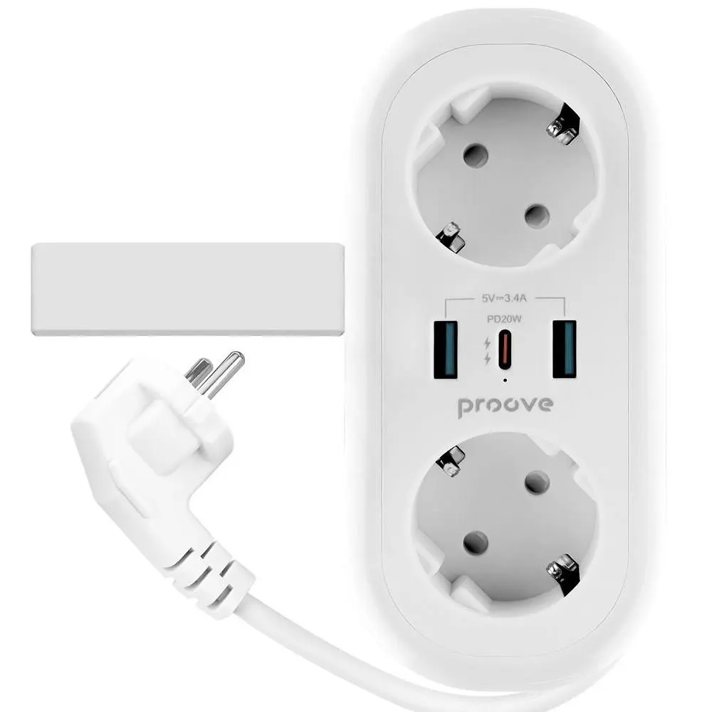 Мережевий фільтр Proove Supercoil 20W (2xAC + Type-C + 2xSB) 1.5m white (PSPS25002102) - фото 3