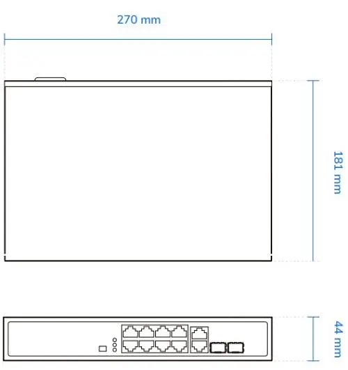 Коммутатор VIVOTEK AW-FGT-100D-120, Unmanaged 8xFE PoE + 2xGE Combo Switch (AW-FGT-100D-120) - фото 2